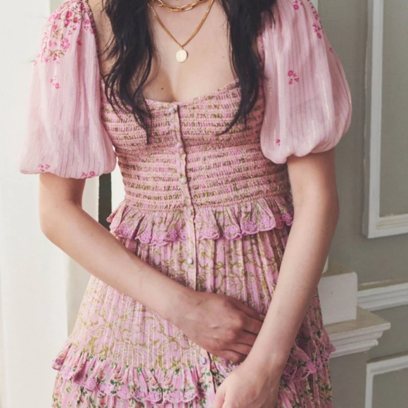 HEMANT & NANDITA Pink Floral Maxi Dress - Picture 2 of 11